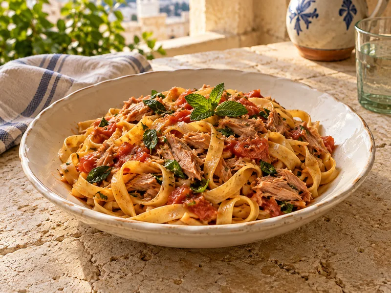 Tagliatelli bit-tonn taż-żejt